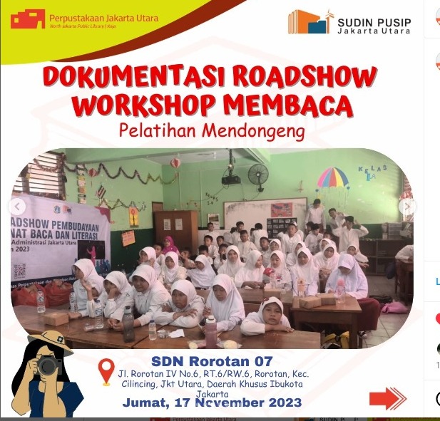 Roadshow Workshop Membaca Bersama Suku Dinas Perpustakaan Dan Kearsipan Kota Administrasi Jakarta Utara